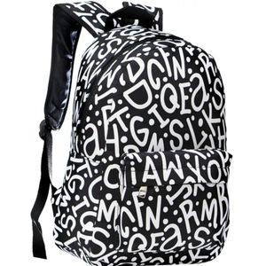 مشخصات کوله پشتی حروف مشکی سفید