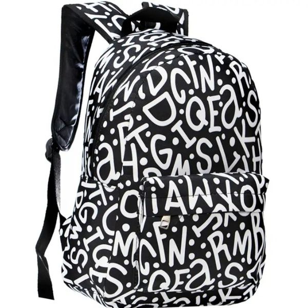 کوله پشتی حروف مشکی سفید