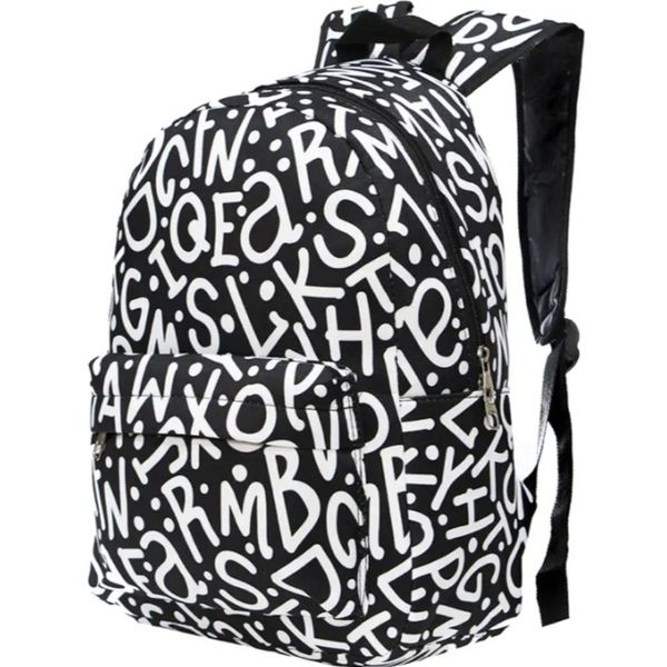 کوله پشتی حروف مشکی سفید