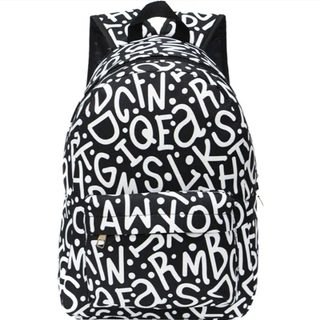 مشخصات کوله پشتی حروف مشکی سفید