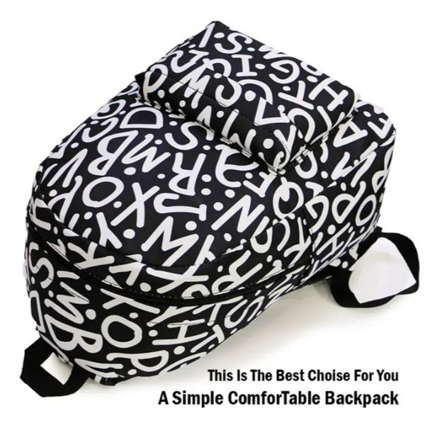 کوله پشتی حروف مشکی سفید