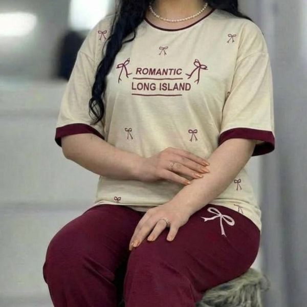ست تیشرت و شلوار خونگی زنانه و دخترانه  پاپیون