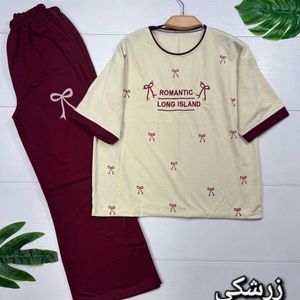 ست تیشرت و شلوار خونگی زنانه و دخترانه  پاپیون