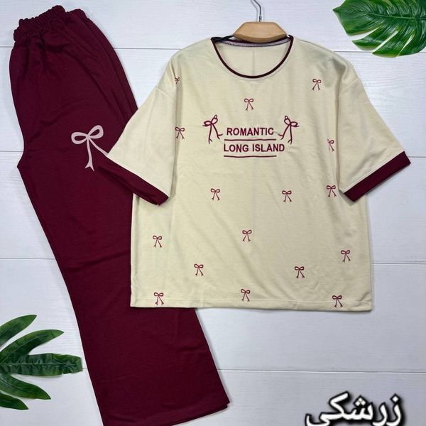 ست تیشرت و شلوار خونگی زنانه و دخترانه  پاپیون