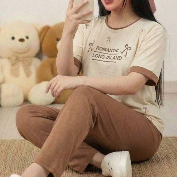 ست تیشرت و شلوار خونگی زنانه و دخترانه  پاپیون