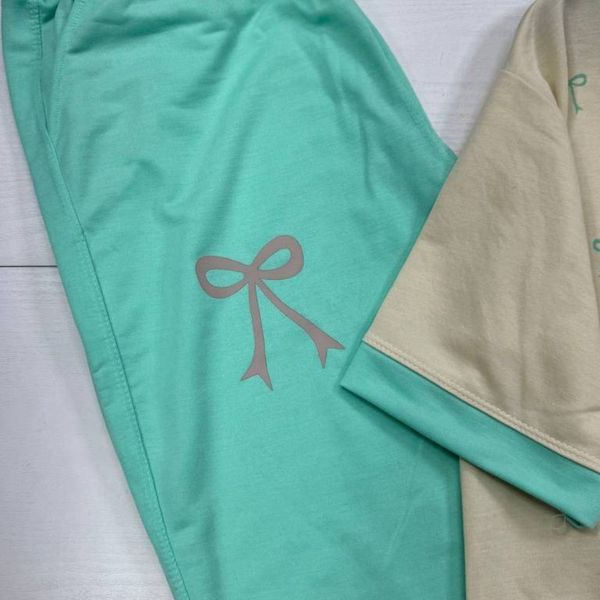 ست تیشرت و شلوار خونگی زنانه و دخترانه  پاپیون