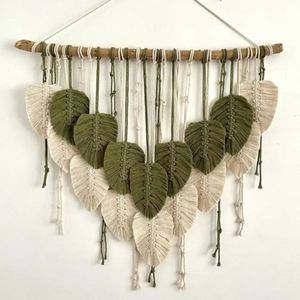 دیوارکوب آویز مکرومه رنگ دلخواه برگ