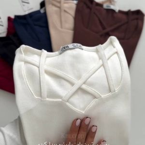 قیمت ارزان بلوز فانریپ یقه ضربدردی