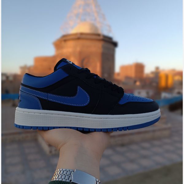 کتانی مردانه نایک جردن 1 آبی مشکی کیفیت بالا