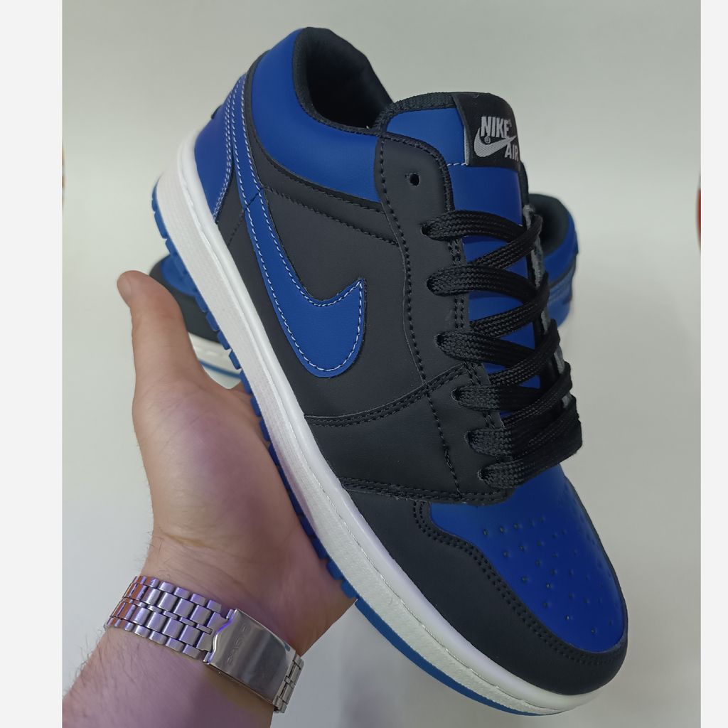 خرید اینترنتی کتونی مردانه نایک جردن 1 آبی مشکی کیفیت بالا