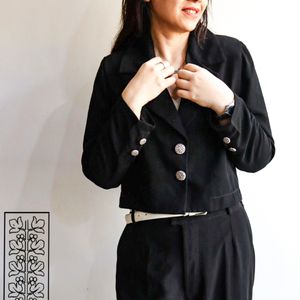 کت کوتاه مشکی زنانه کرپ