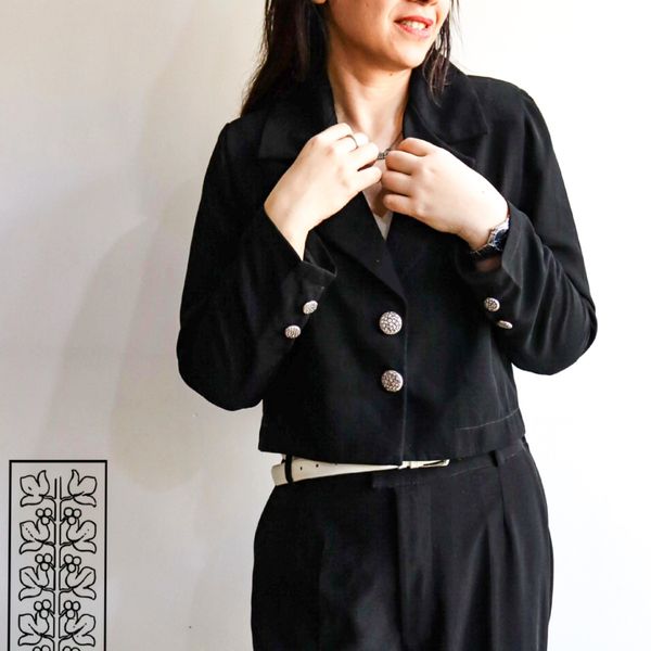 کت کوتاه مشکی زنانه کرپ