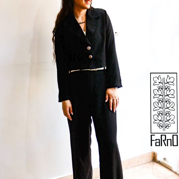 کت کوتاه مشکی زنانه کرپ