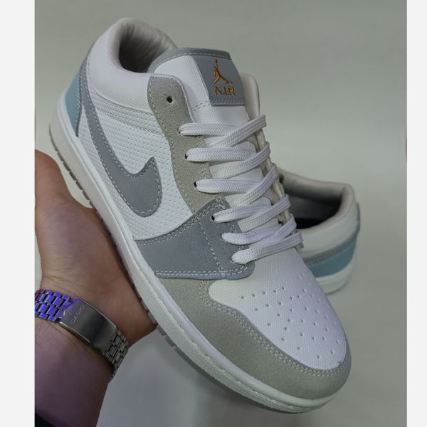 کتونی مردانه نایک جردن 1 طوسی سفید روشن کیفیت بالا