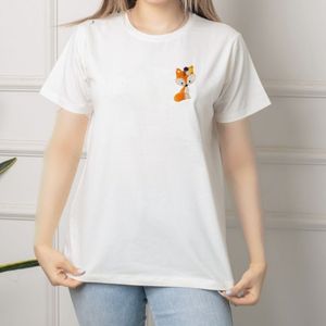 تیشرت نخ پنبه سوپر گلدوزی روباه xxl (سفید)