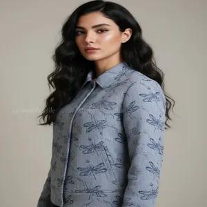 خرید اینترنتی قیمت پارچه ژاکارد طرح سنجاقک 1242