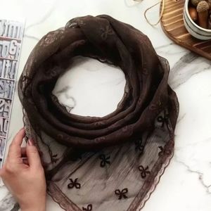 خرید اینترنتی مینی اسکارف توری حاشیه دانتل پاپیون