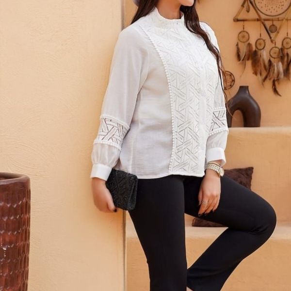 شومیز فلورا زنانه لینن و دانتل