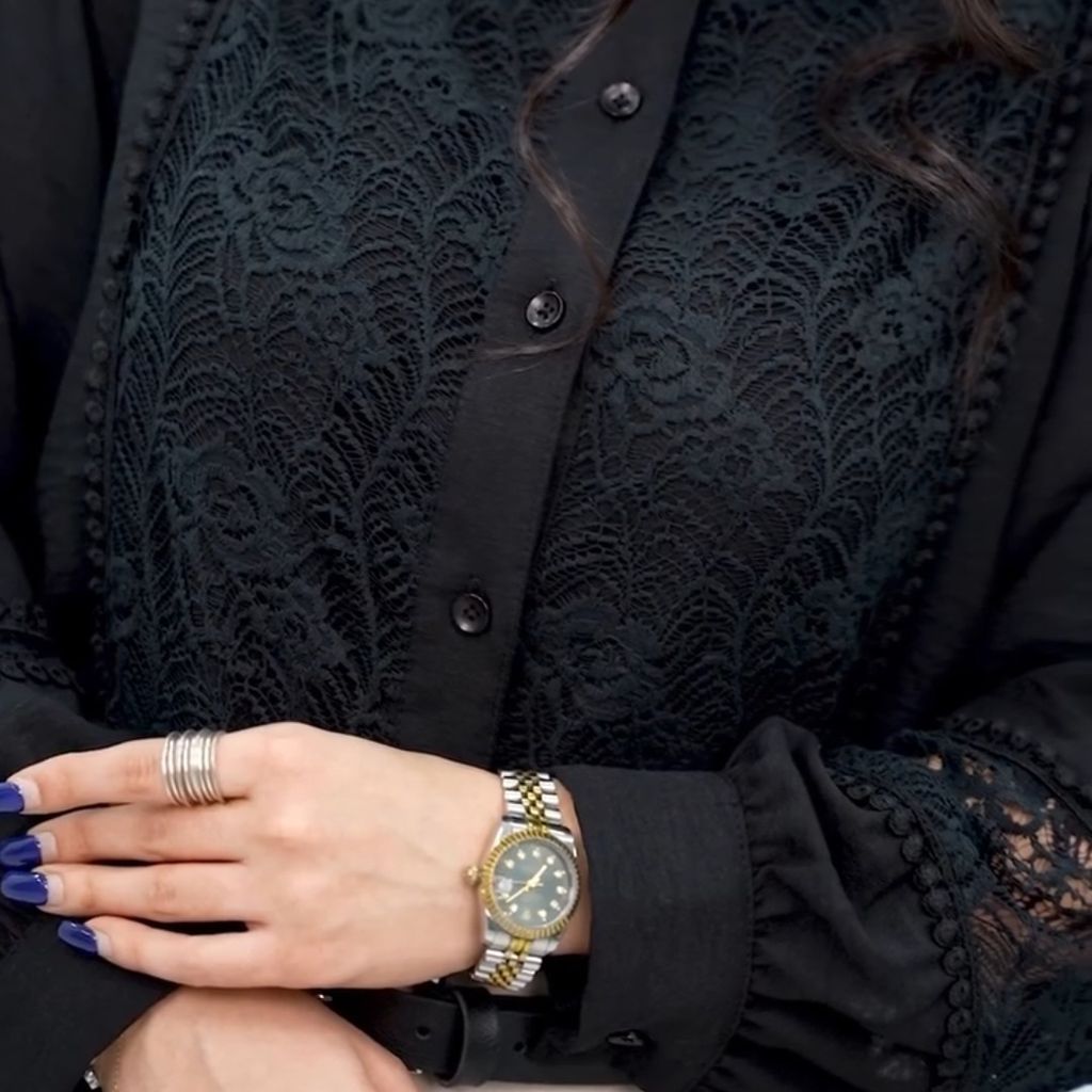 قیمت ارزان شومیز فلورا زنانه لینن و دانتل