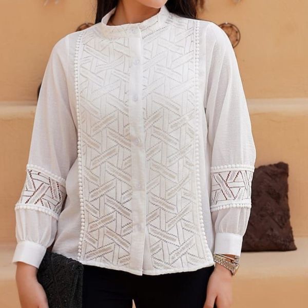 شومیز فلورا زنانه لینن و دانتل