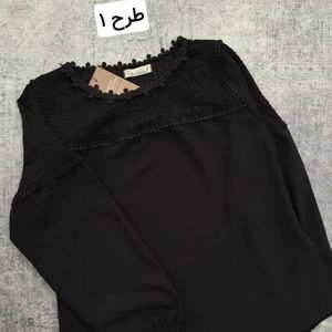 فروش اینترنتی شومیز تورینا زنانه کرپ مورگان و قلاب بافی