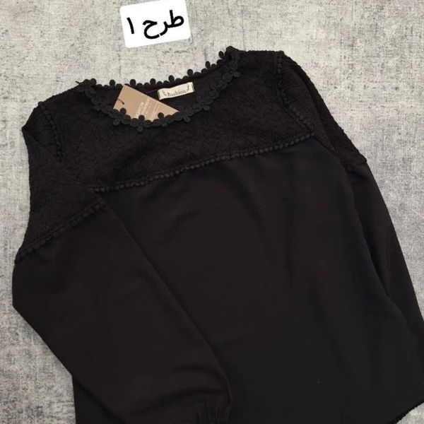 شومیز تورینا زنانه کرپ مورگان و قلاب بافی