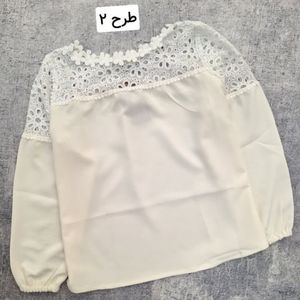 مشخصات شومیز تورینا زنانه کرپ مورگان و قلاب بافی