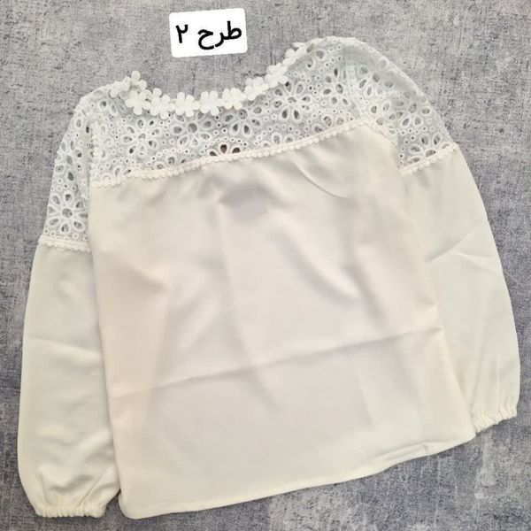 شومیز تورینا زنانه کرپ مورگان و قلاب بافی