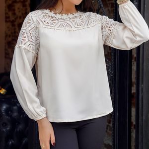 خرید انلاین شومیز تورینا زنانه کرپ مورگان و قلاب بافی