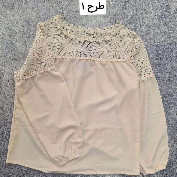 شومیز تورینا زنانه کرپ مورگان و قلاب بافی