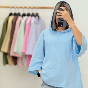 خرید آنلاین تیشرت زنانه و دخترانه لانگ کلاهدار