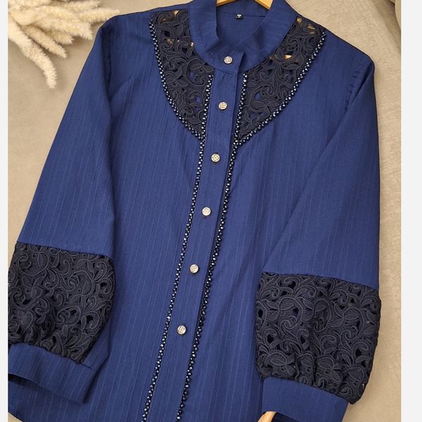 شومیز مجلسی ملورین سرمه ای