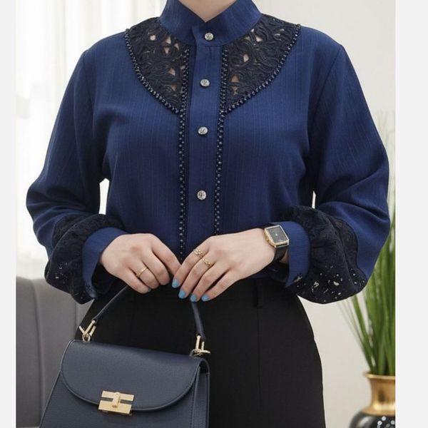 شومیز مجلسی ملورین سرمه ای