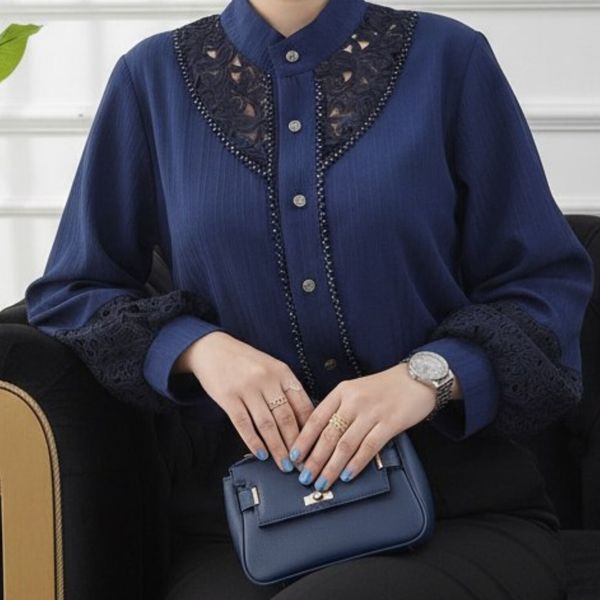 شومیز مجلسی ملورین سرمه ای