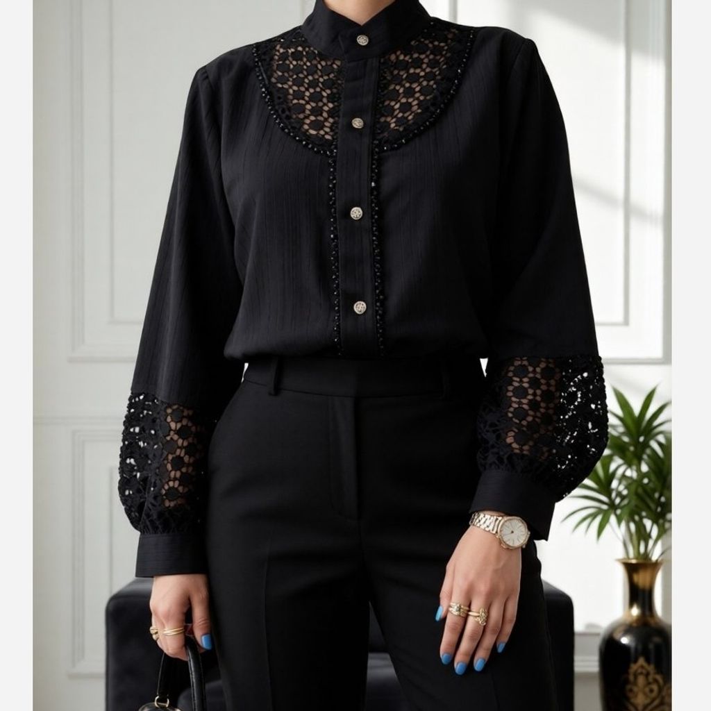 خرید انلاین شومیز مجلسی ملورین مشکی