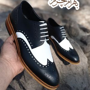 کفش مردانه مجلسی شیک چرم طبیعی مدل ویلسون دورنگ