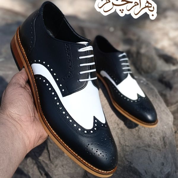 کفش مردانه مجلسی شیک چرم طبیعی مدل ویلسون دورنگ