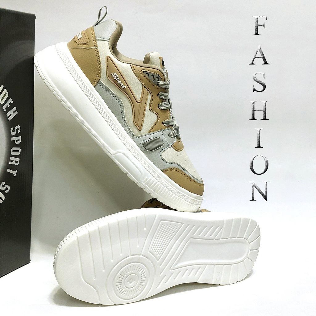 خرید اینترنتی کتانی اسپرت فشیون کرم کاراملی با کیفیت بالا Fashion Sport