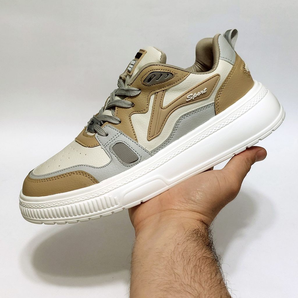 فروش اینترنتی کتانی اسپرت فشیون کرم کاراملی با کیفیت بالا Fashion Sport