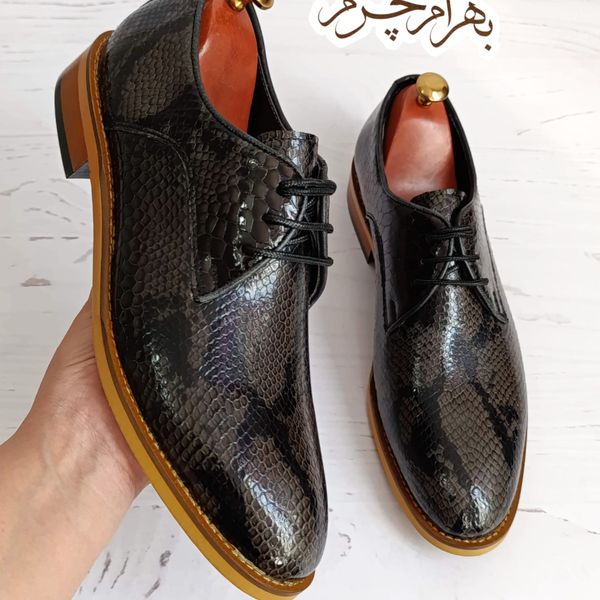کفش مردانه مجلسی چرم طبیعی پوست ماری ترک مدل آریزونا