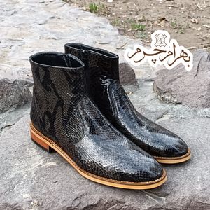 نیم بوت مردانه رسمی چرم طبیعی آلپاین پوست ماری زیتونی ترک