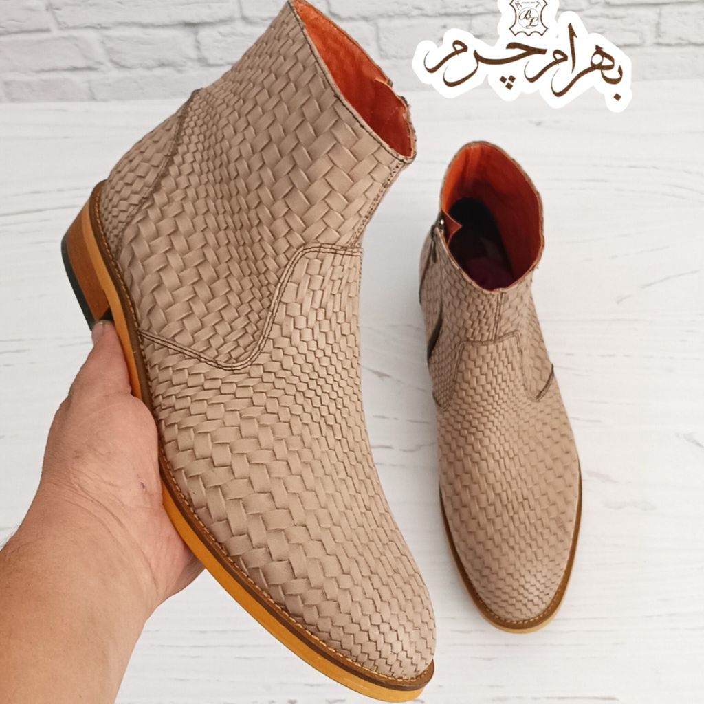 خرید اینترنتی نیم بوت مردانه چرم طبیعی آلپاین حصیری ترک