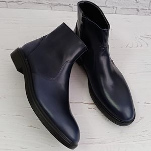 قیمت نیم بوت مردانه چرم طبیعی دست دوز مدل آلپاین اسپرت سرمه ای