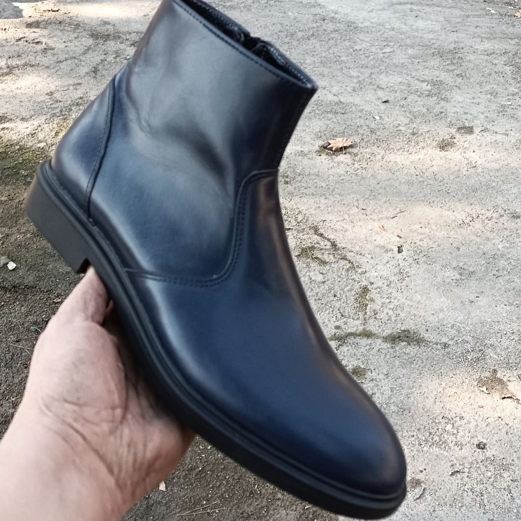 خرید اینترنتی نیم بوت مردانه چرم طبیعی دست دوز مدل آلپاین اسپرت سرمه ای