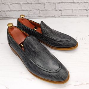 قیمت کفش مردانه کالج چرم طبیعی دست دوز کاپری کروکودیلی طوسی