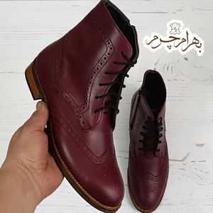 مشخصات نیم بوت زنانه چرم طبیعی مدل پارامیس کلاسیک زرشکی