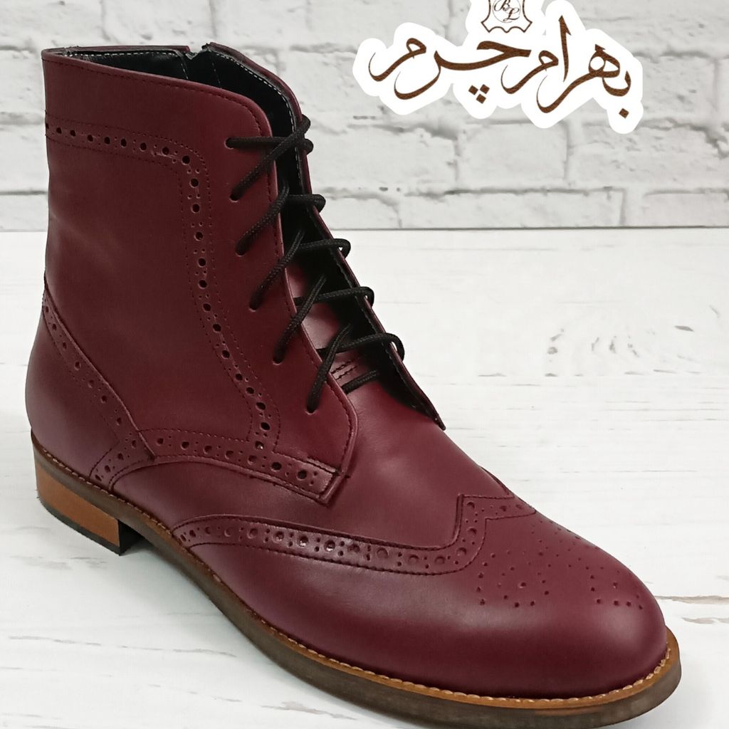 خرید انلاین نیم بوت زنانه چرم طبیعی مدل پارامیس کلاسیک زرشکی