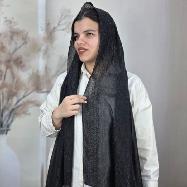 شال وارداتی مشکی نگین کوب مزونی