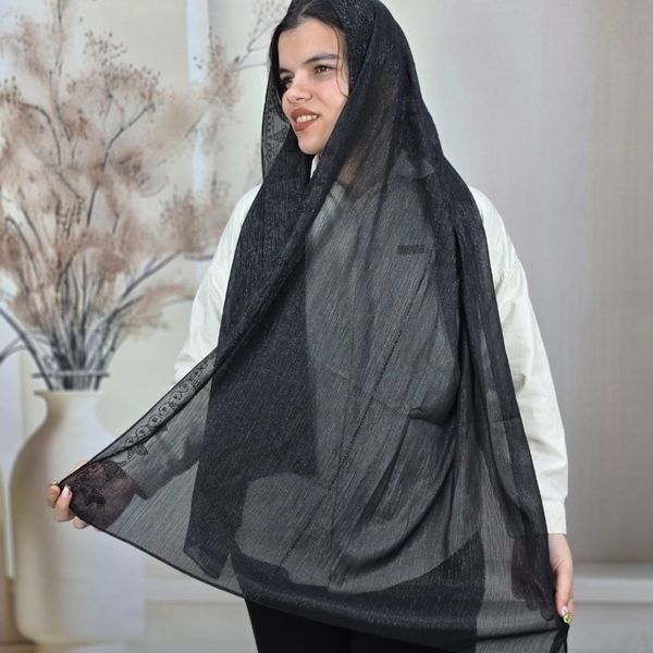 شال وارداتی مشکی نگین کوب مزونی
