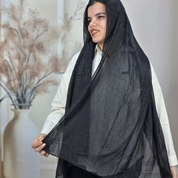 شال وارداتی مشکی نگین کوب مزونی